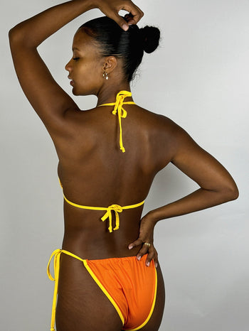 Adjustable orange two-piece swimsuit