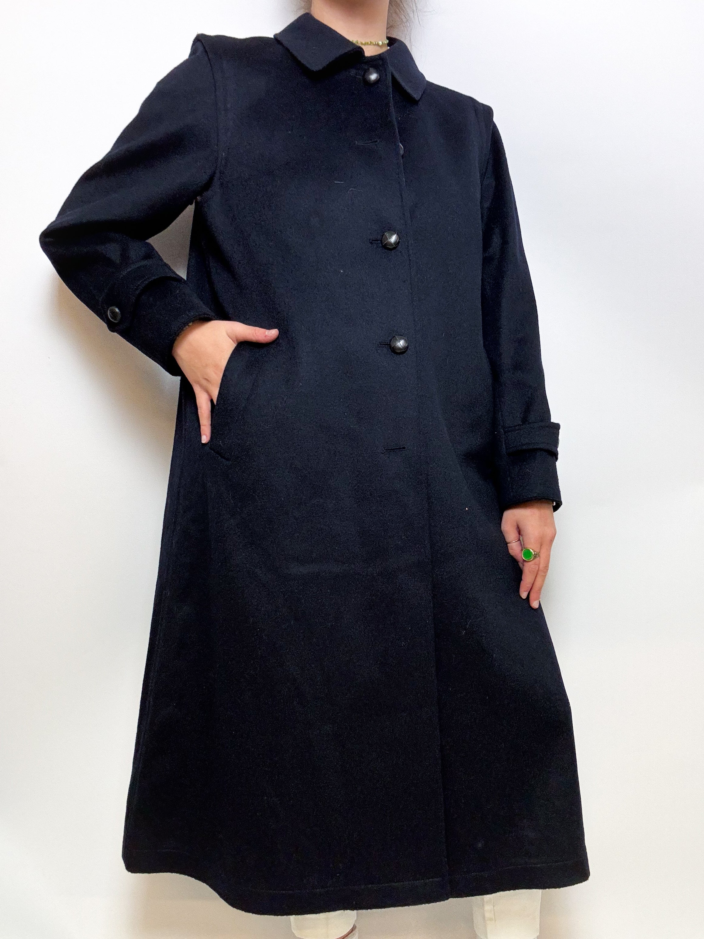 Vintage dunkelblauer Wollmantel M/L 