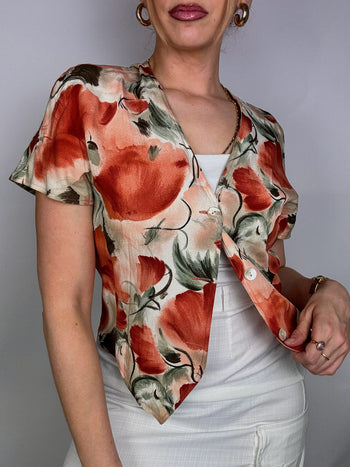 Vintage-Bluse mit Blumenmuster