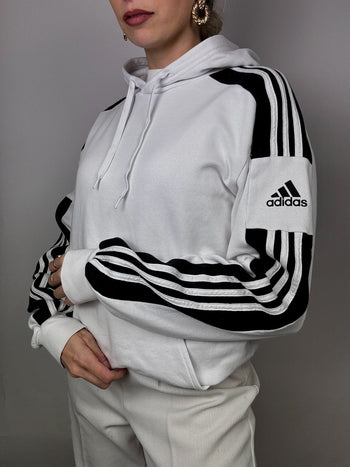 Pull à capuche blanc et noir Adidas