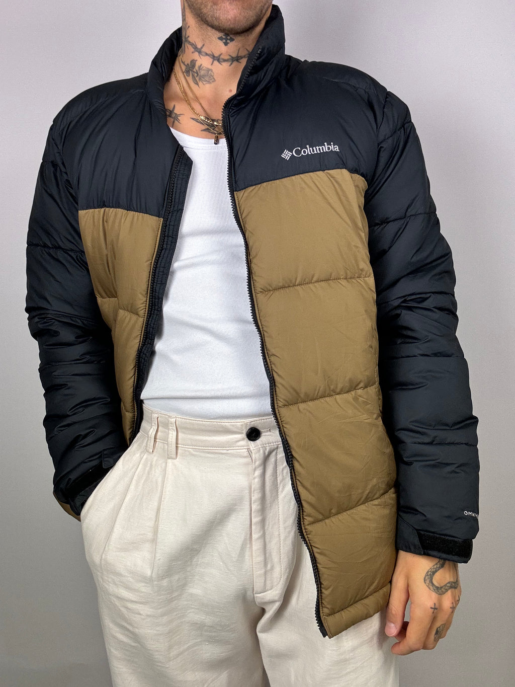 Columbia very dark blue and brown down jacket