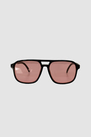 Vintage 70er Jahre recycelte schwarze Brille mit rosa Gläsern 