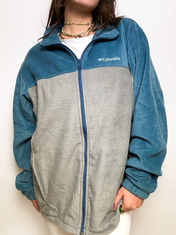 Grau/blauer Fleecepullover Columbia Vintage L/XL 