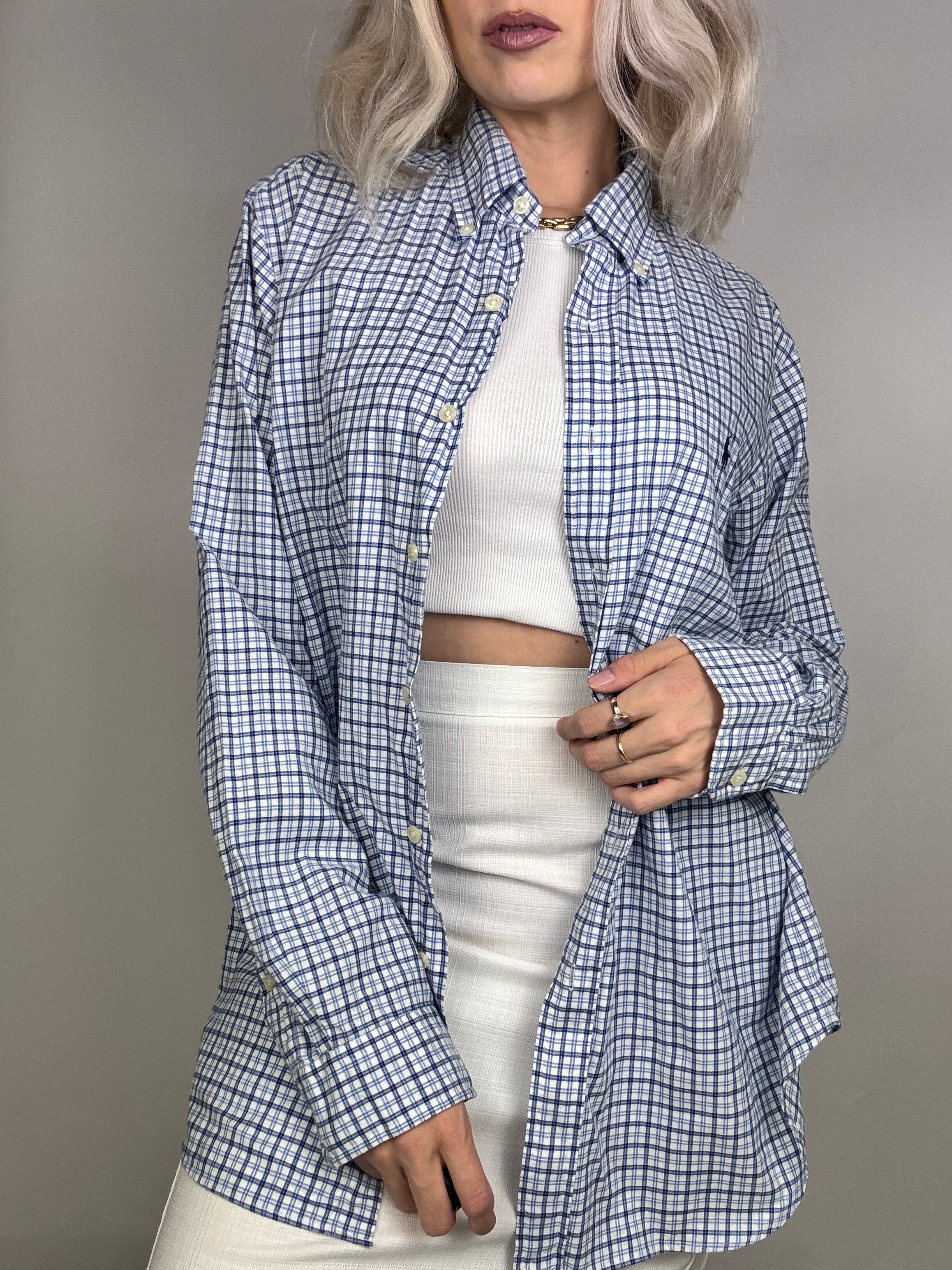 Chemise Polo Ralph Lauren à carreaux blanc/bleu vinatage