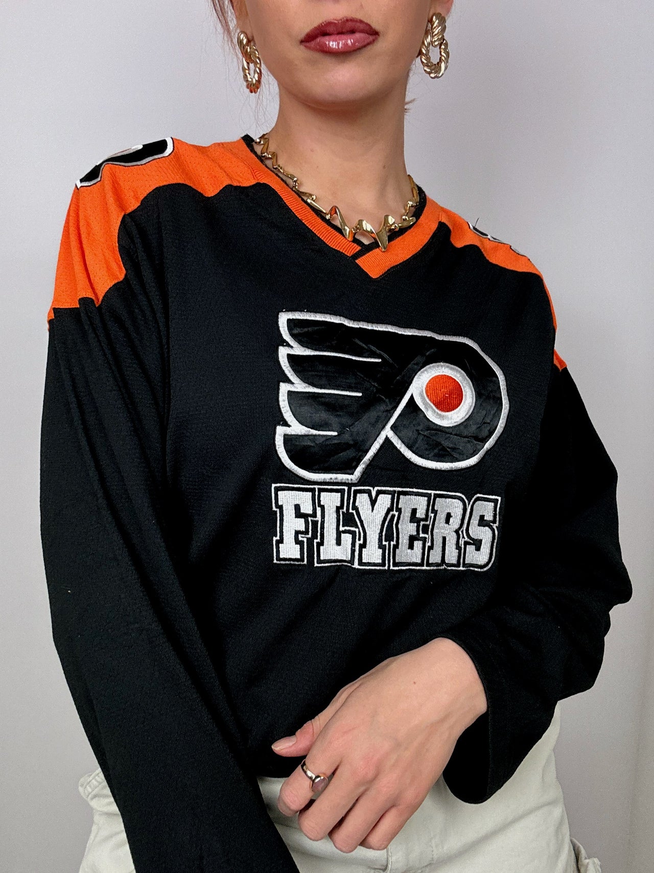 NHL Black/Orange Vintage M/S Jersey