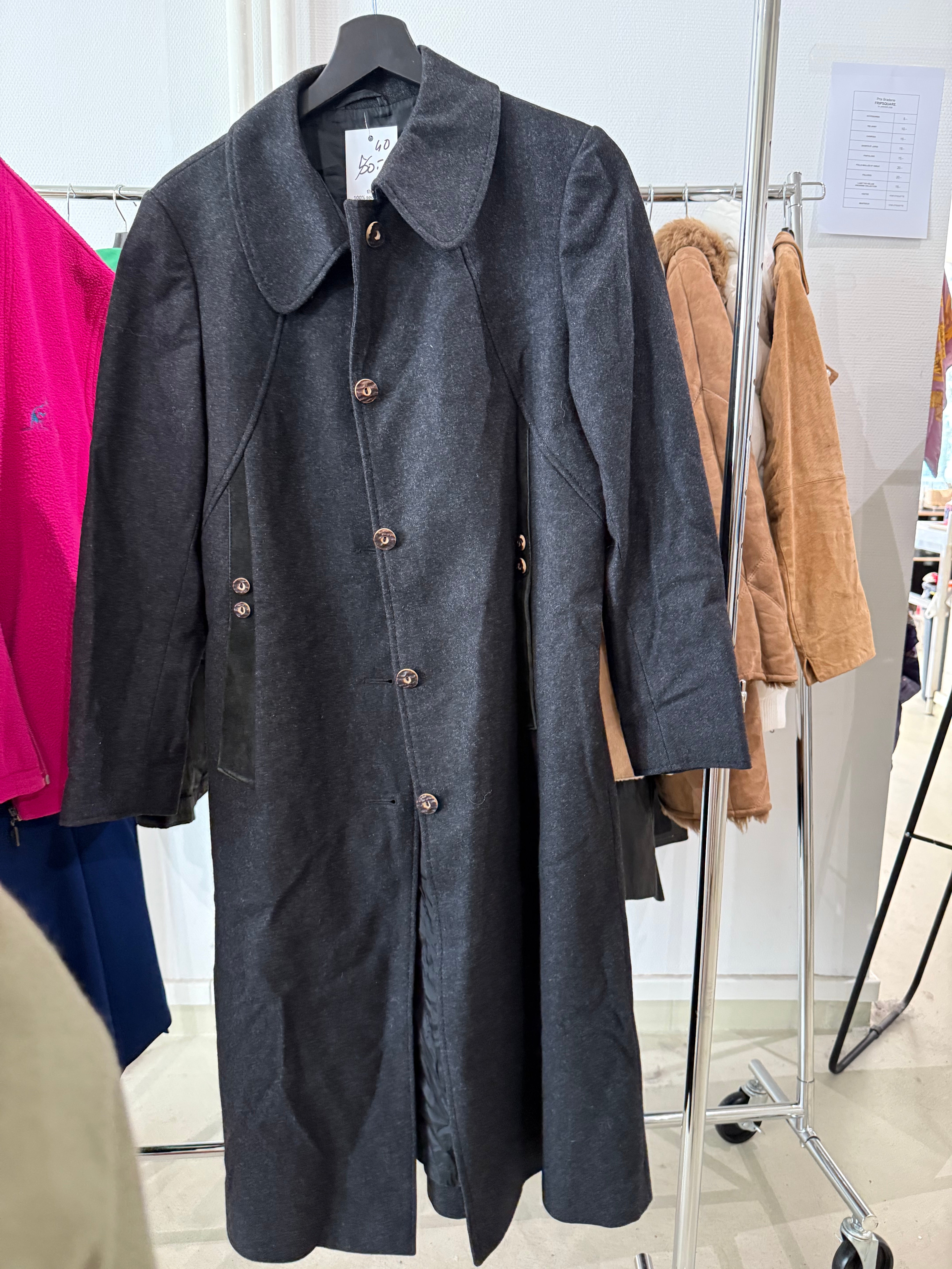 Manteau gris foncé vintage S/M