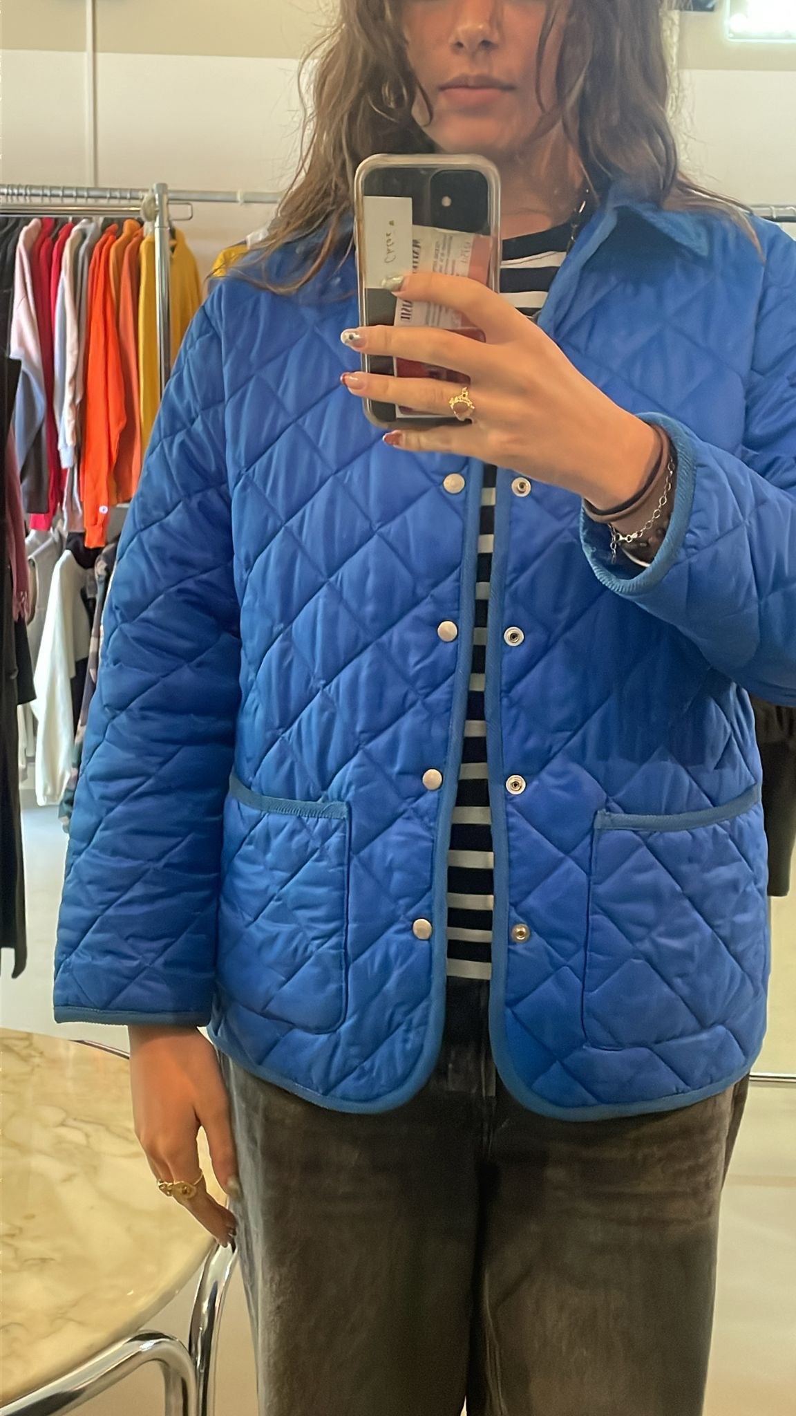 Electric blue quilted jacket S/M