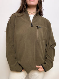 Vintage khaki Asics fleece sweater L/XL 
