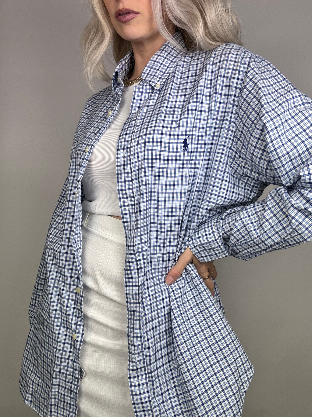 Chemise Polo Ralph Lauren à carreaux blanc/bleu vinatage