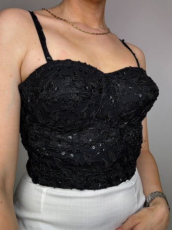 Black corset with embroidery