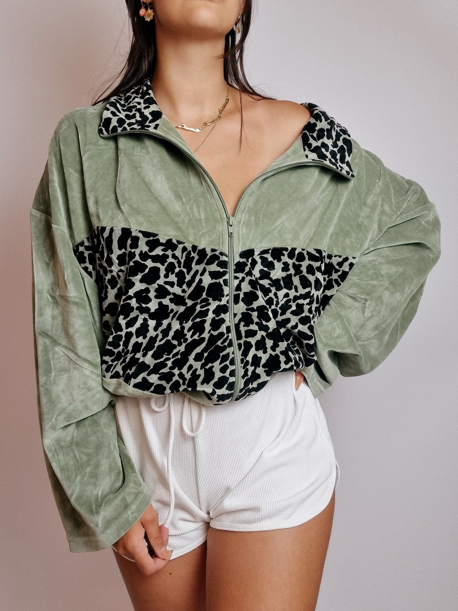 Vintage khaki velvet jogging jacket XL