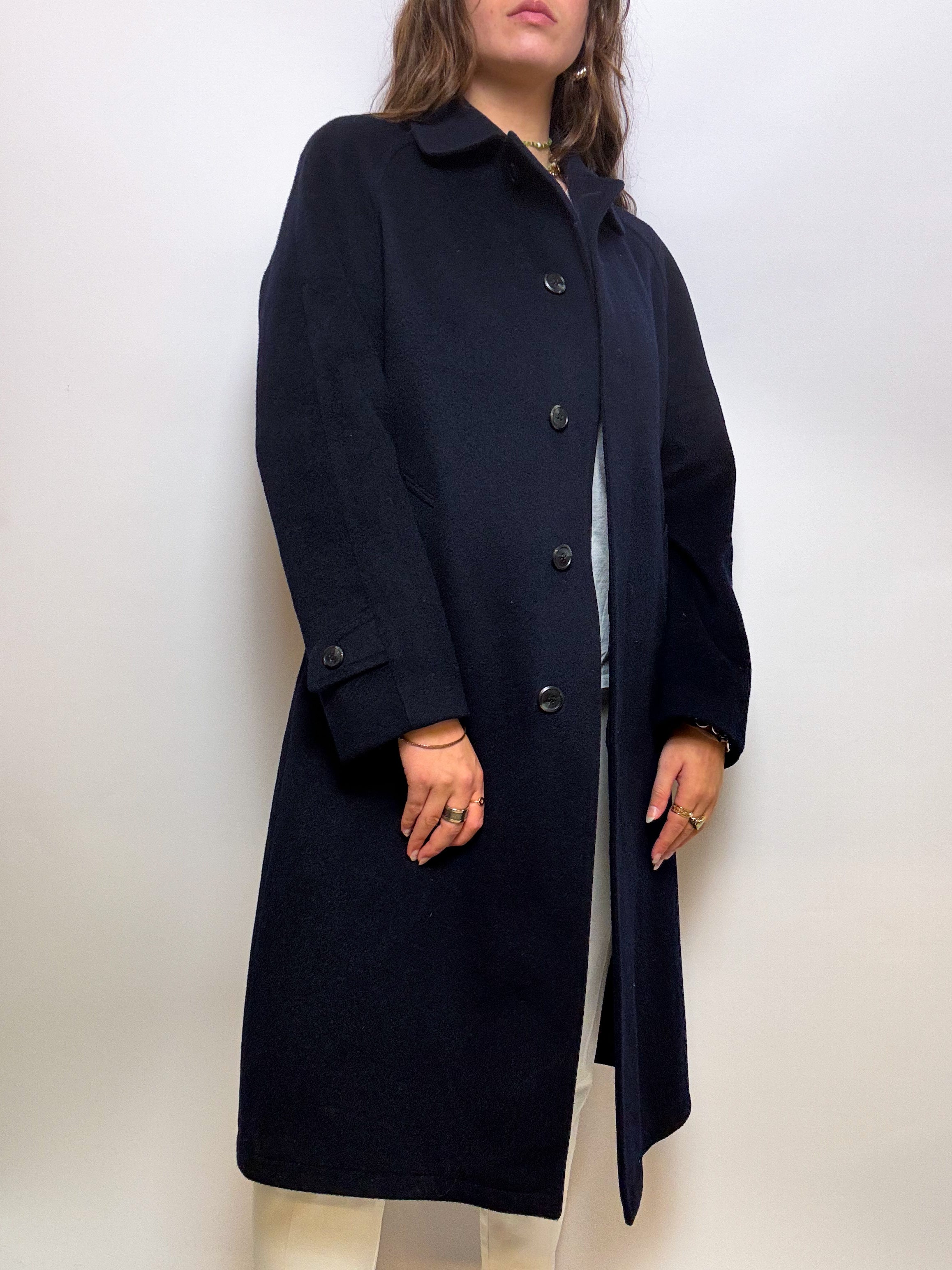 Vintage dunkelblauer Wollmantel M/L 