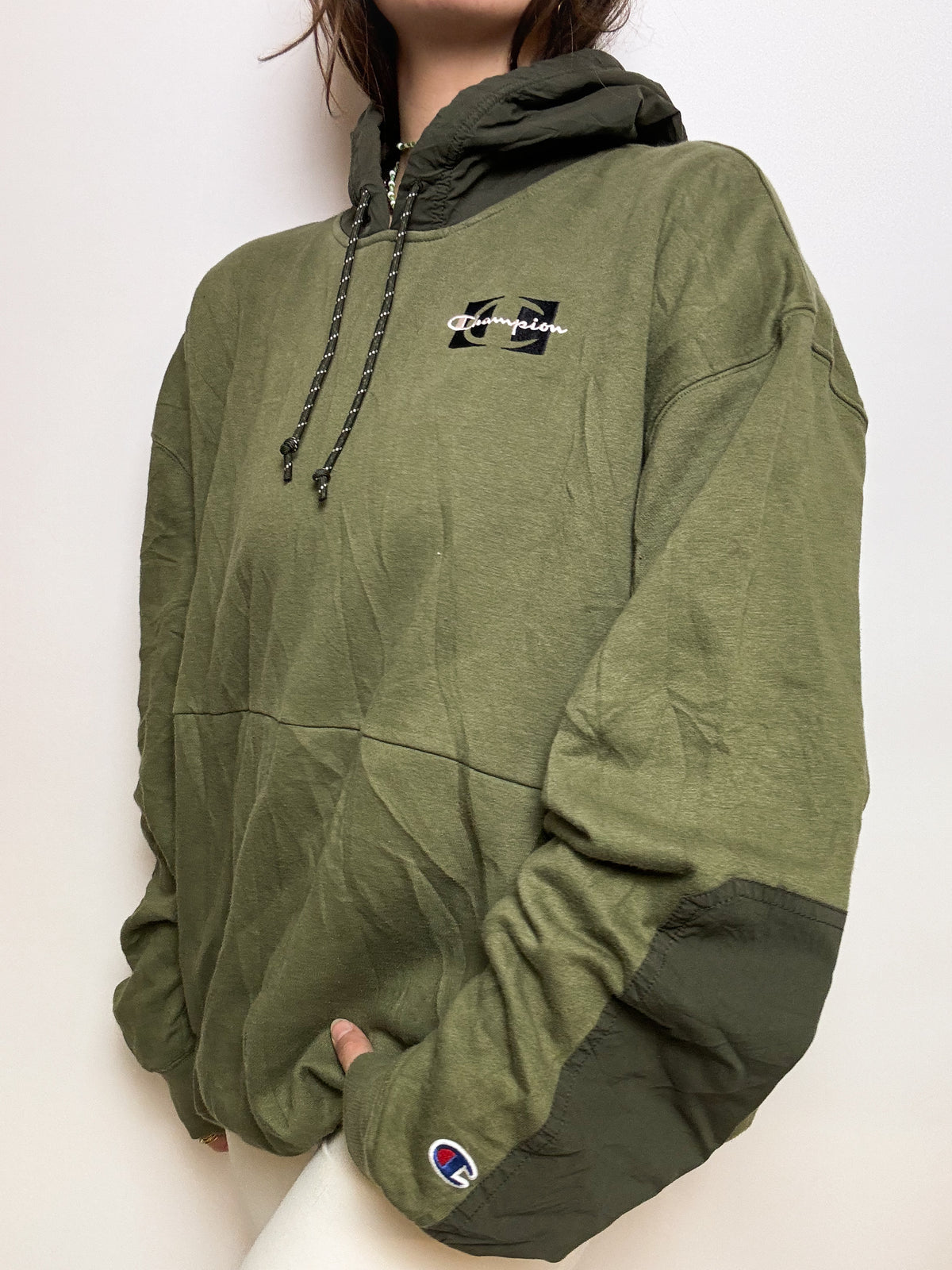 Champion Vintage Khaki Hooded Sweater L/XL
