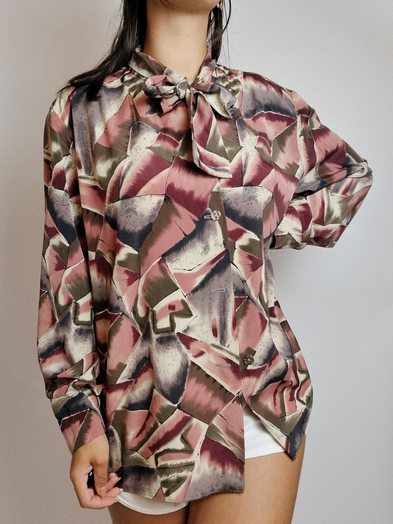 Vintage pink and beige patterned shirt