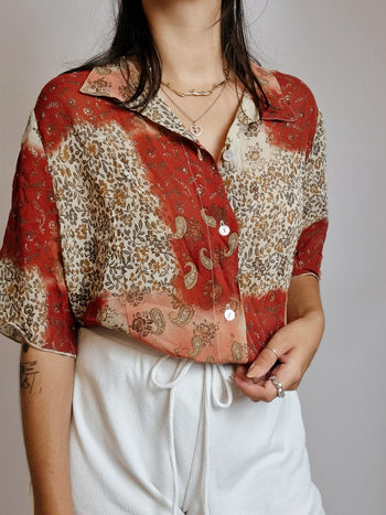 Vintage 80/90s orange patterned shirt 