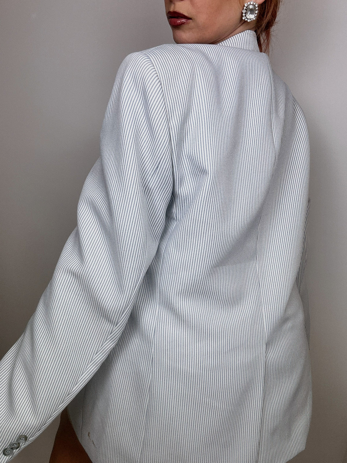 Vintage blue/white striped blazer jacket L