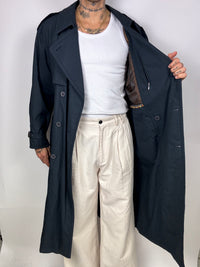 Vintage navy blue lined trench coat