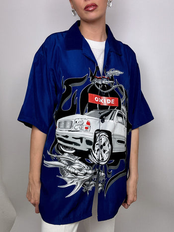 Chemise dragon vintage bleue XXL