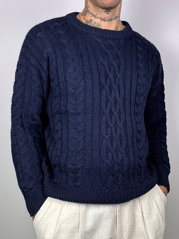 Pull en laine Woolovers bleu marine