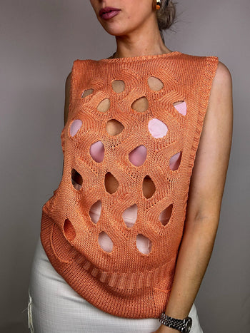 Top en crochet orange