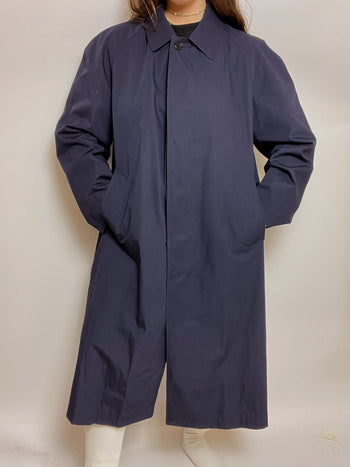 Trench coat long vintage bleu foncé L