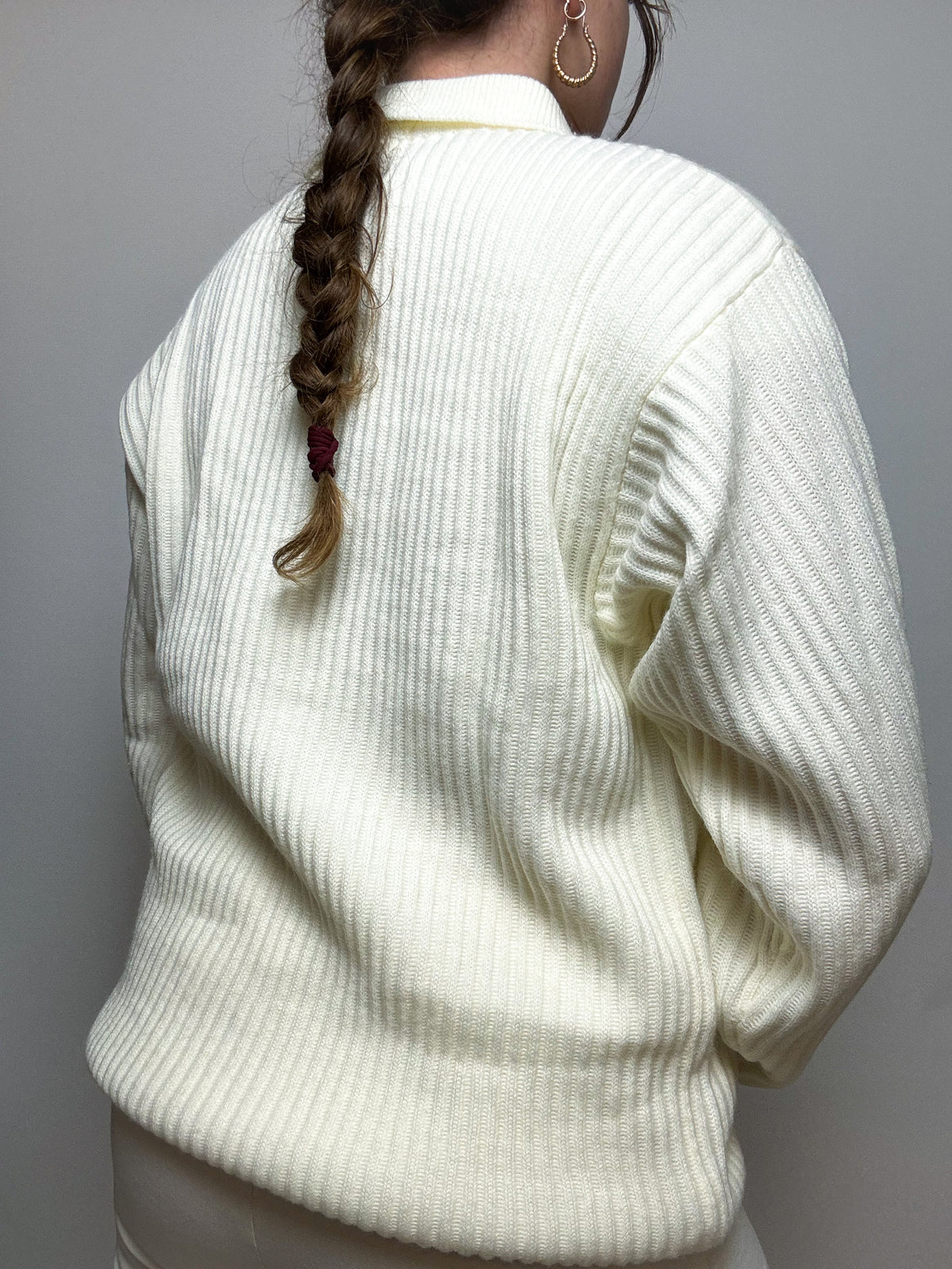White zipped sweater Vintage L