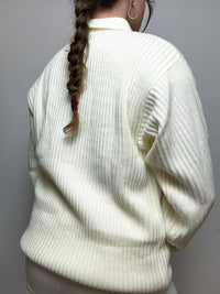 White zipped sweater Vintage L