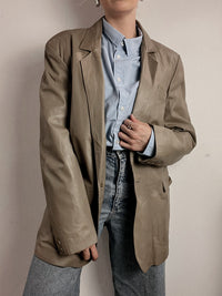 Grey/beige leather blazer M/L