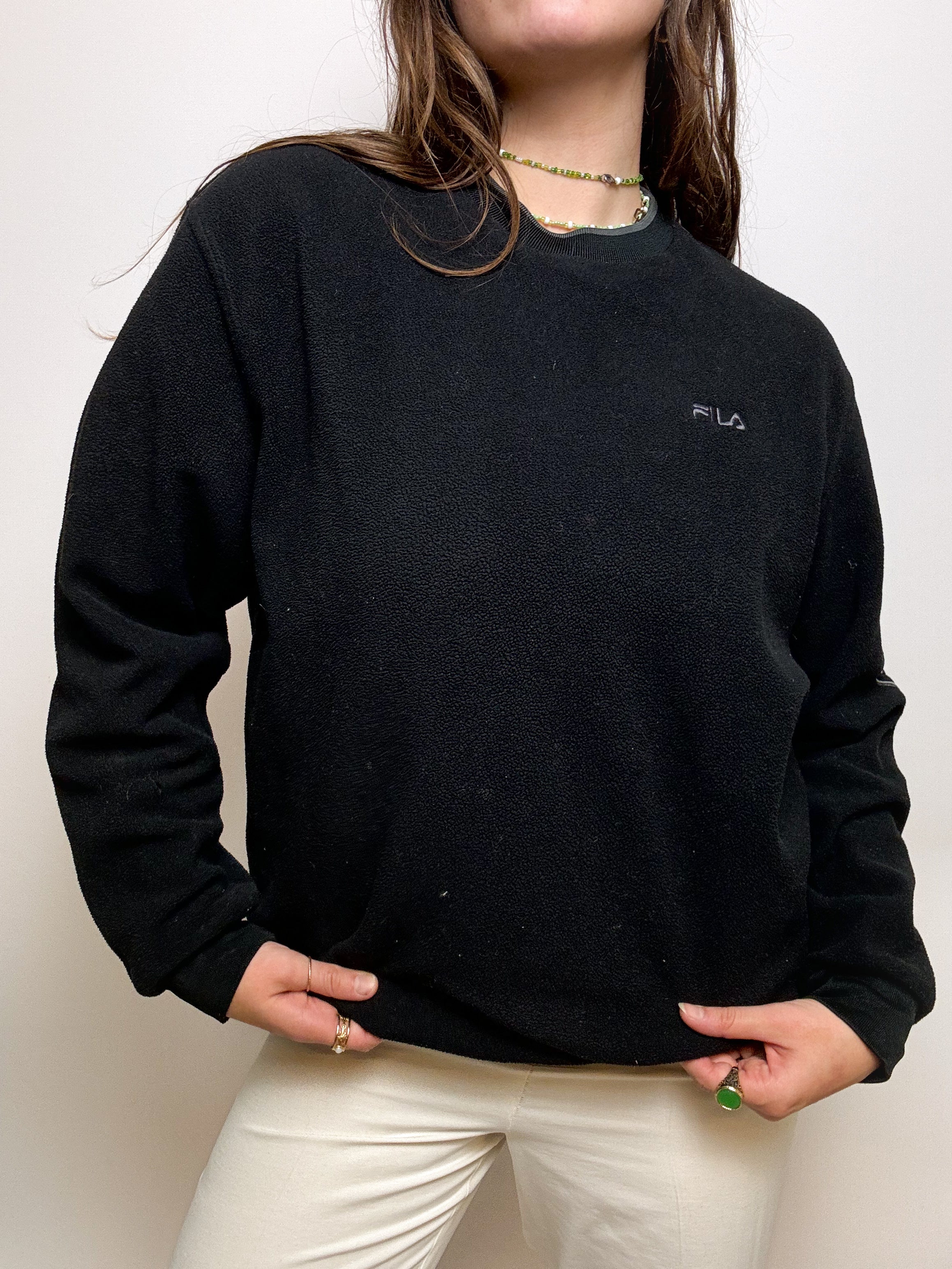 Fila vintage black fleece sweater M 