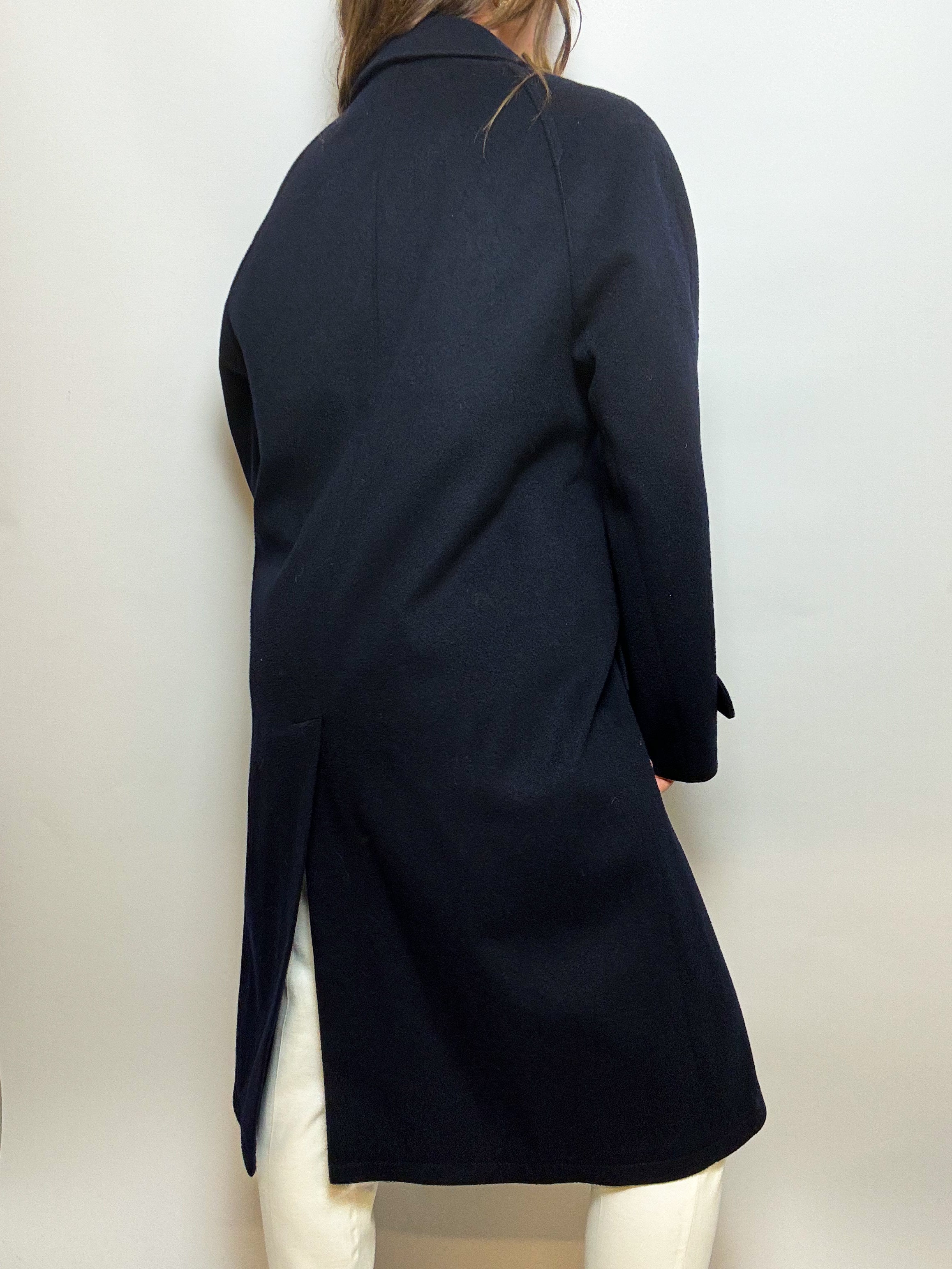 Vintage dunkelblauer Wollmantel M/L 