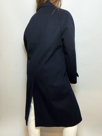 Manteau en laine bleu foncé vintage M/L