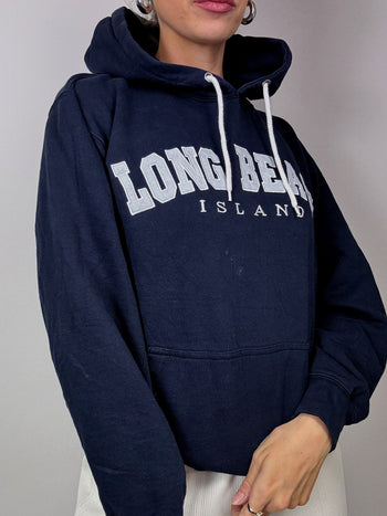 Pull à capuche bleu marine