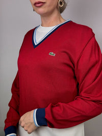 Lacoste pink and blue V-neck sweater