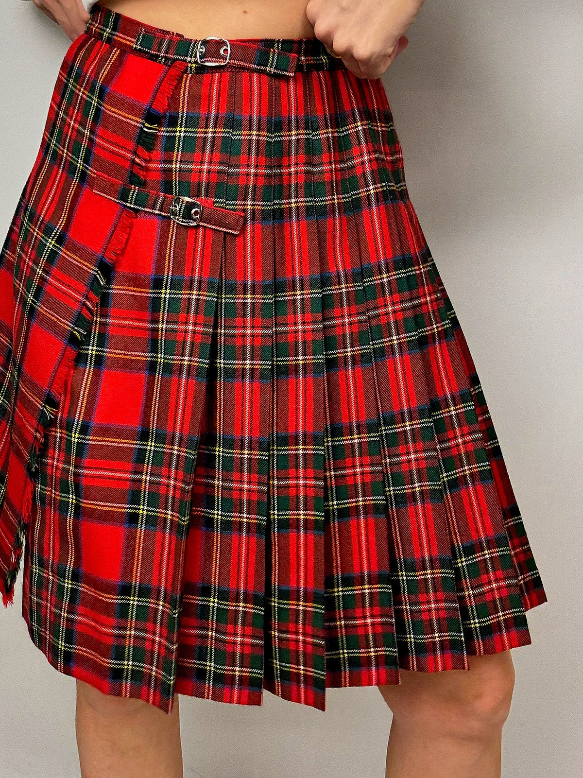 Jupe plissée style kilt rouge vintage