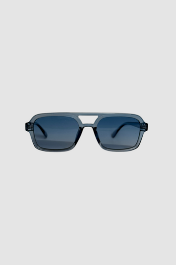 Blue recycled rectangular vintage glasses with blue lenses 