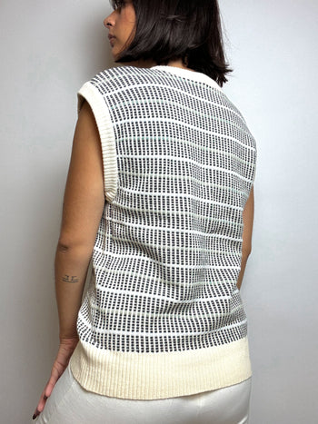 Gilet en maille blanc ligné S/M