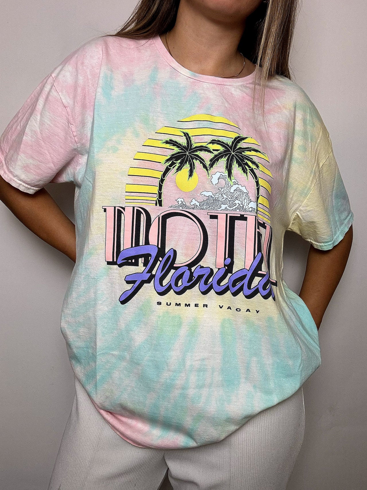 Tee shirt Tie &die pastel L vintage