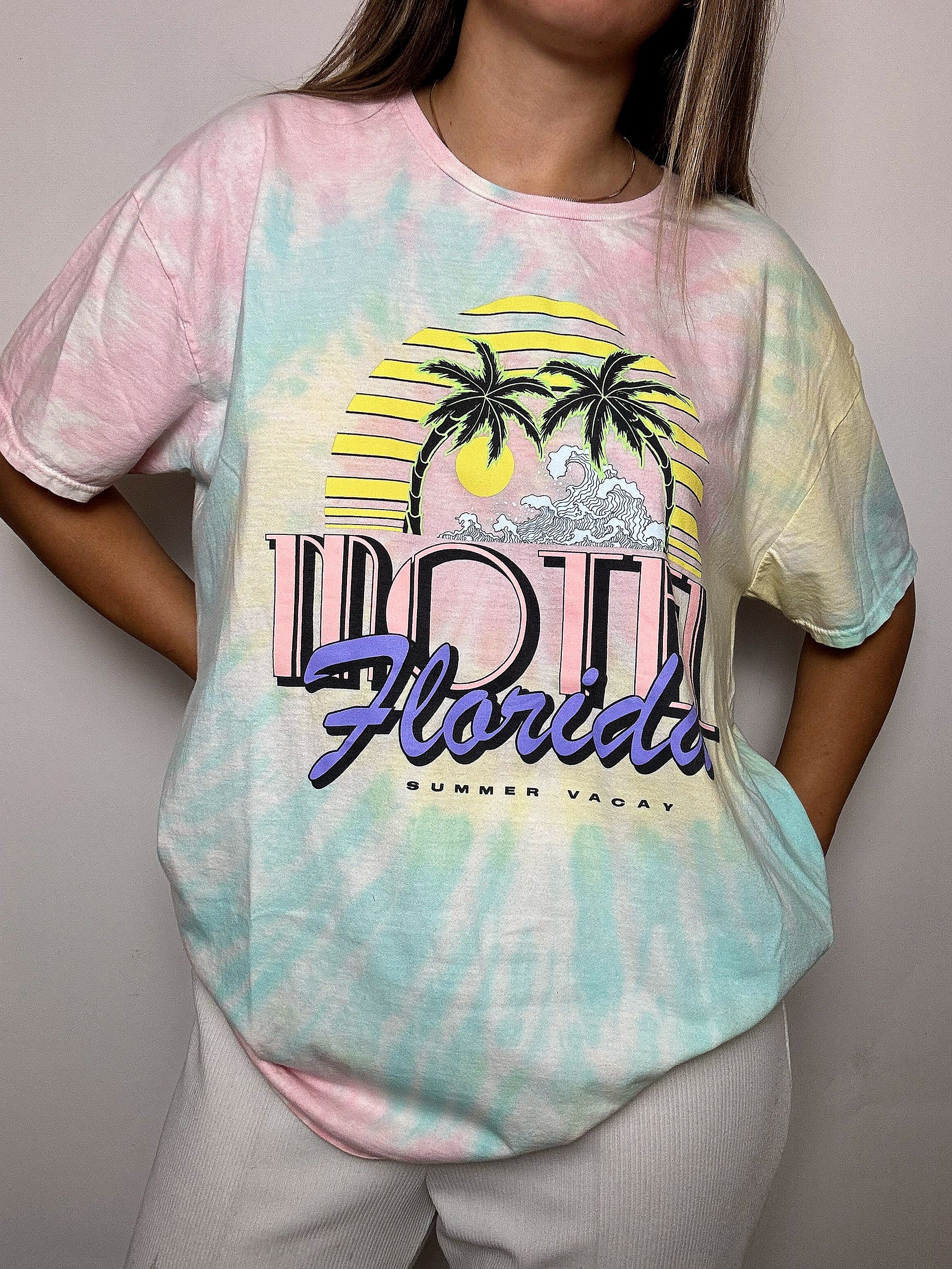Tee shirt Tie &die pastel L vintage