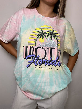 Tee shirt Tie &die pastel L vintage