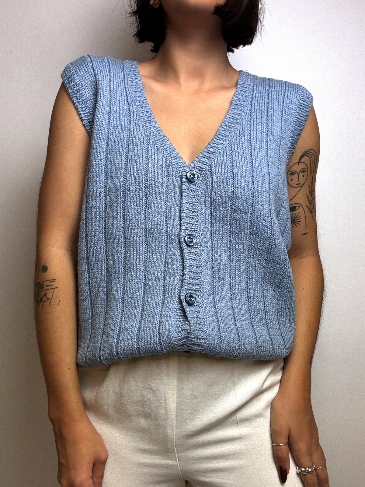 Gilet en maille bleu clair S/M
