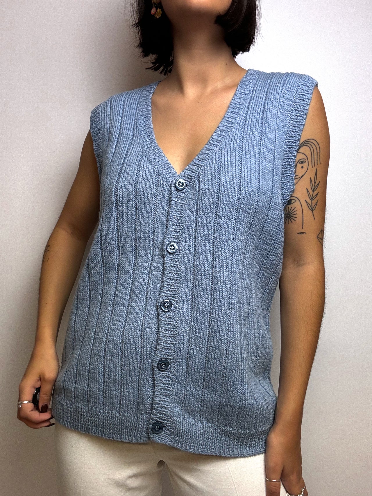 Gilet en maille bleu clair S/M