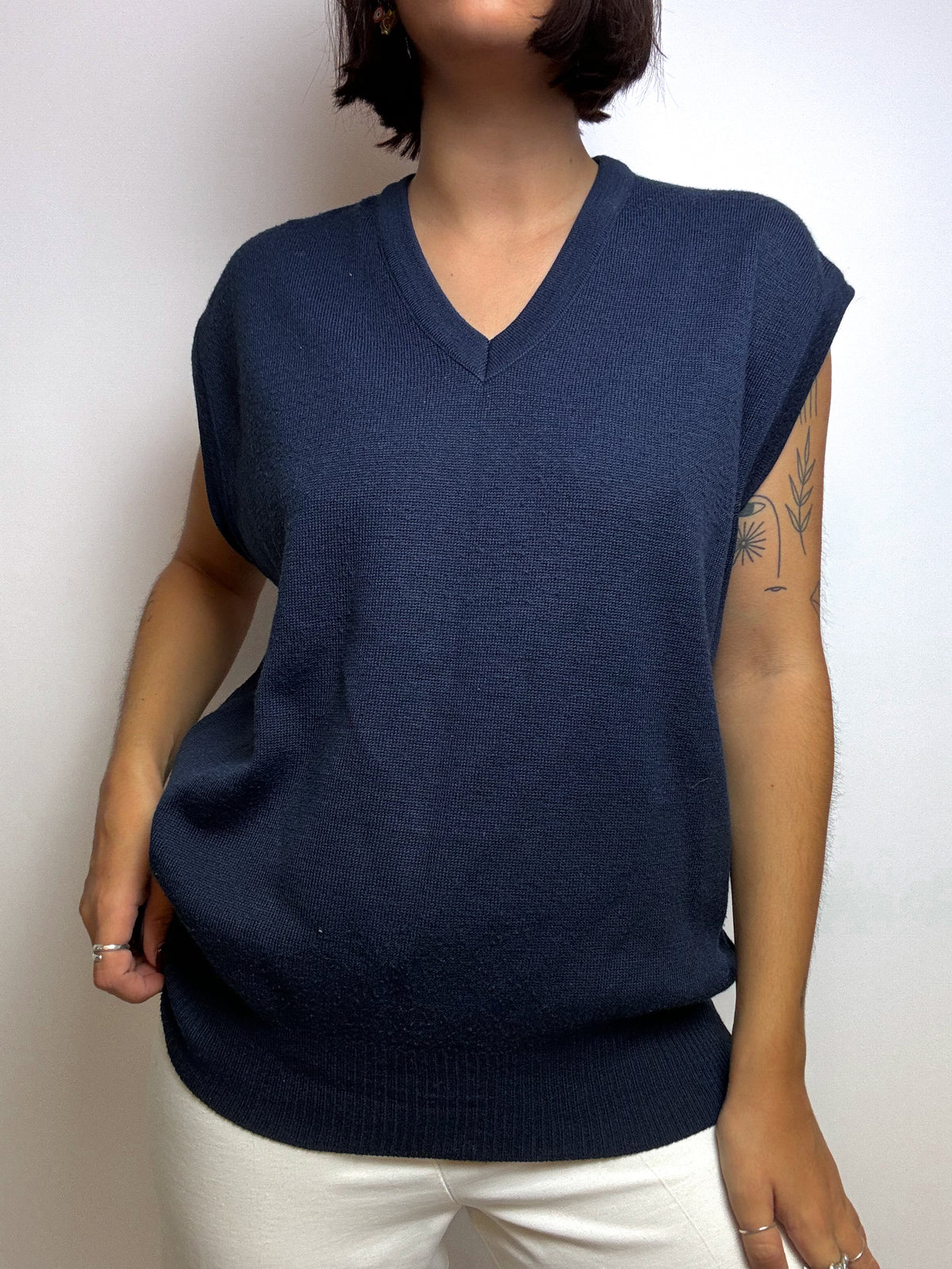 Gilet en laine bleu foncé S/M