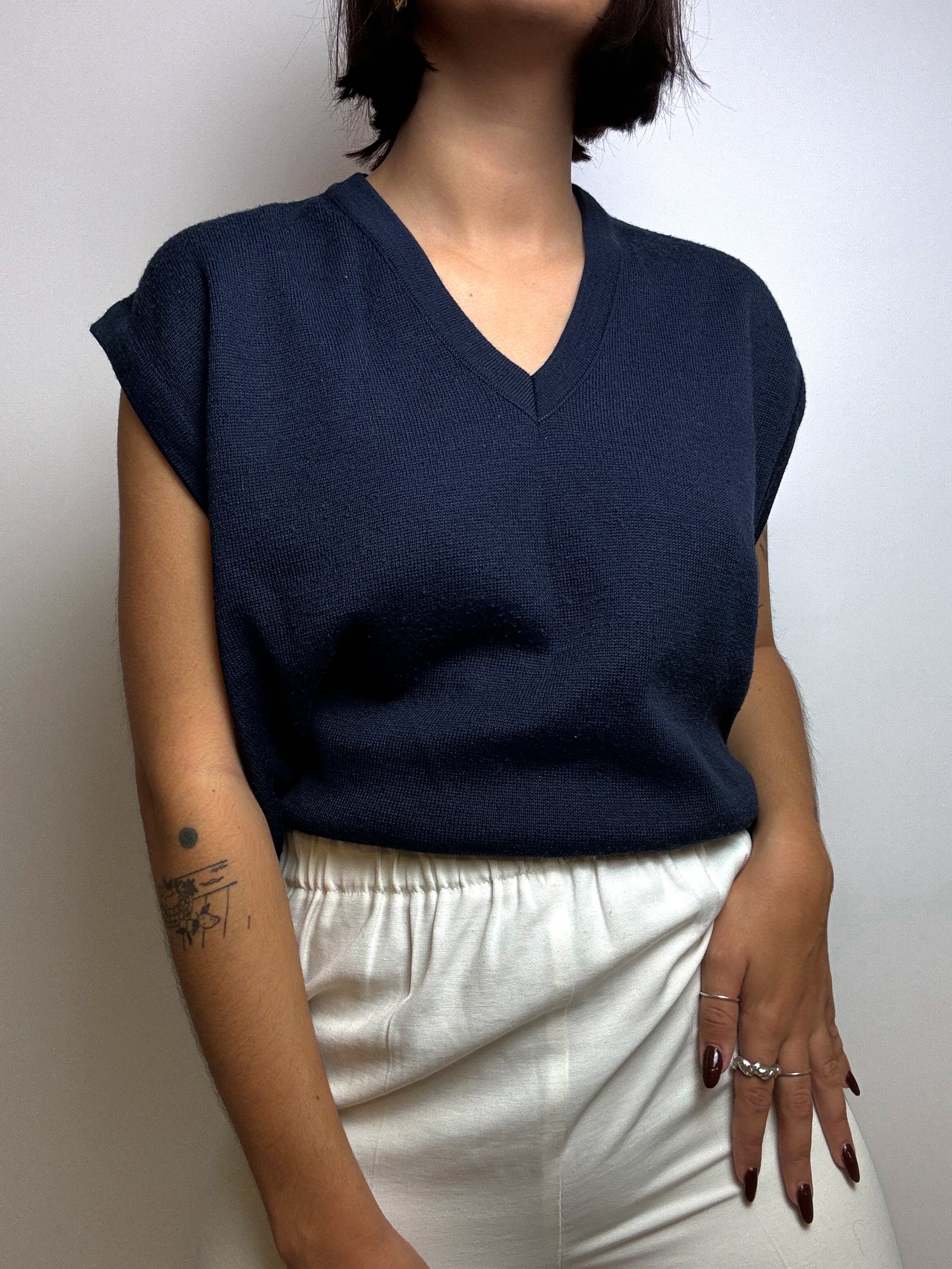 Gilet en laine bleu foncé S/M