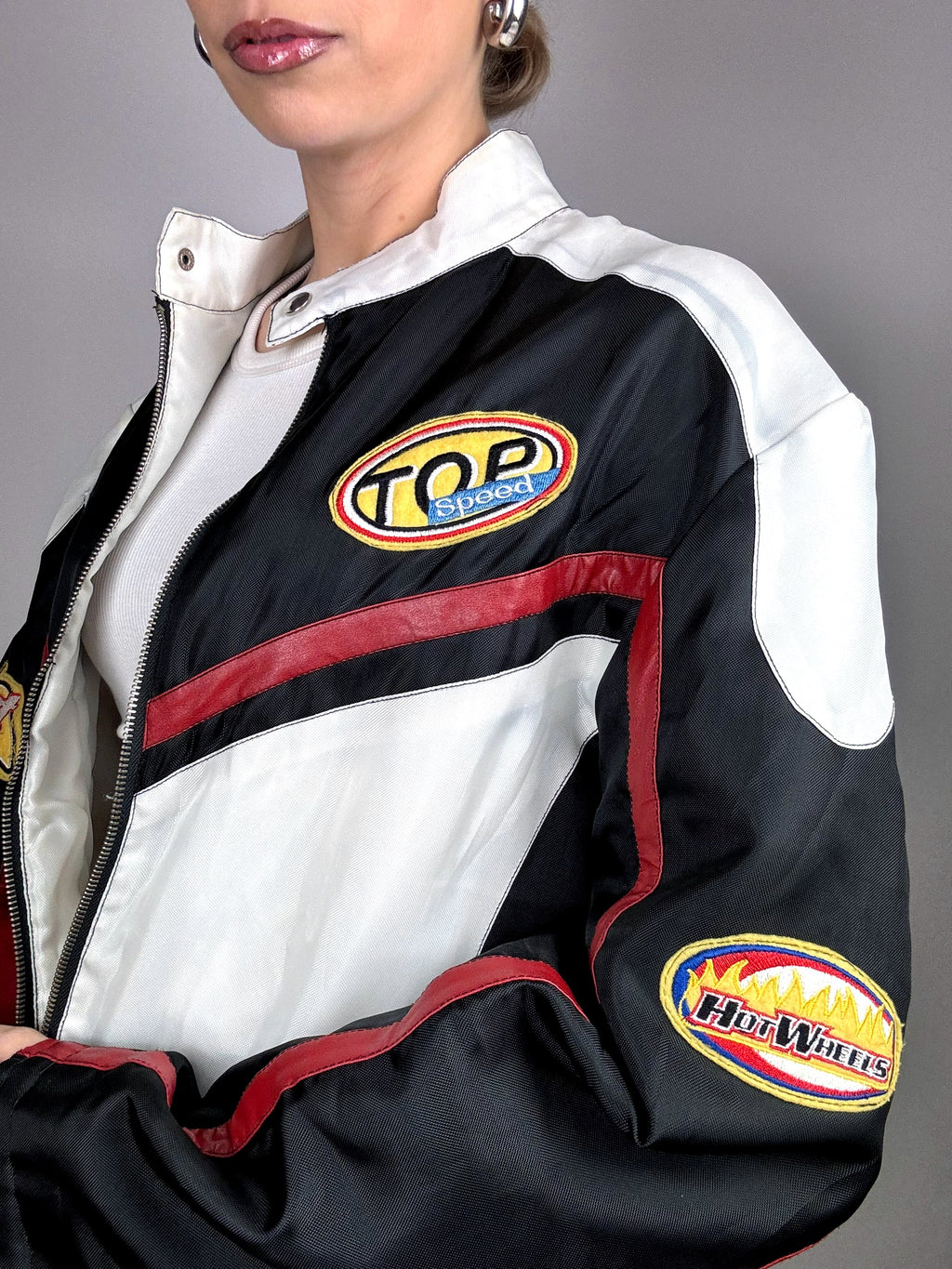 XXL Vintage Black and White Racing Jacket
