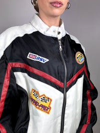 XXL Vintage Black and White Racing Jacket
