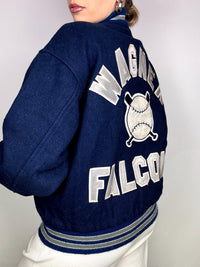 Vintage XL Blue Wool American Bomber Jacket