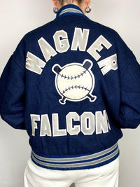 Vintage XL Blue Wool American Bomber Jacket