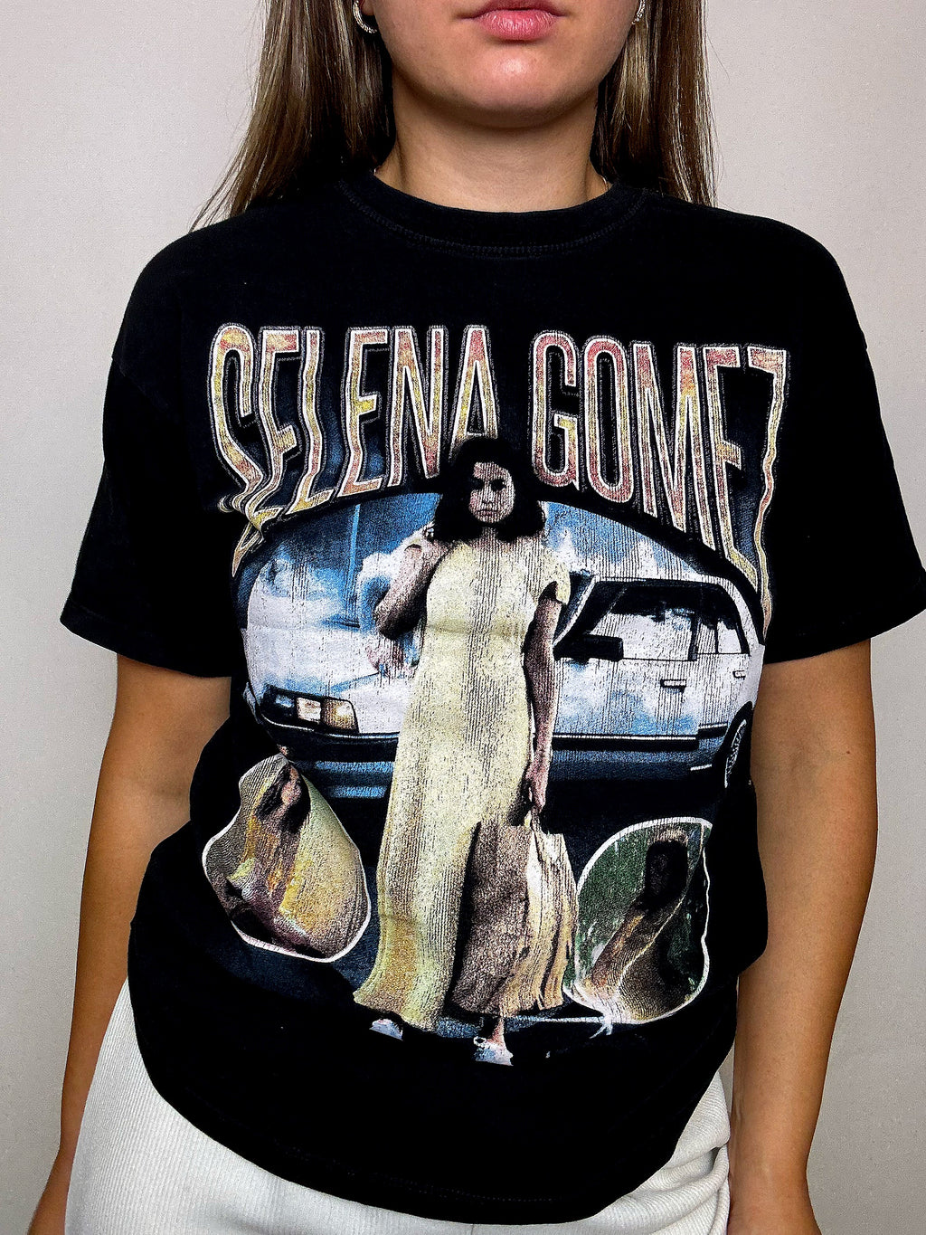 SELENA GOMEZ schwarzes T-Shirt S Vintage