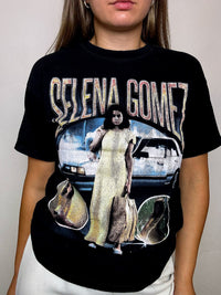 SELENA GOMEZ schwarzes T-Shirt S Vintage