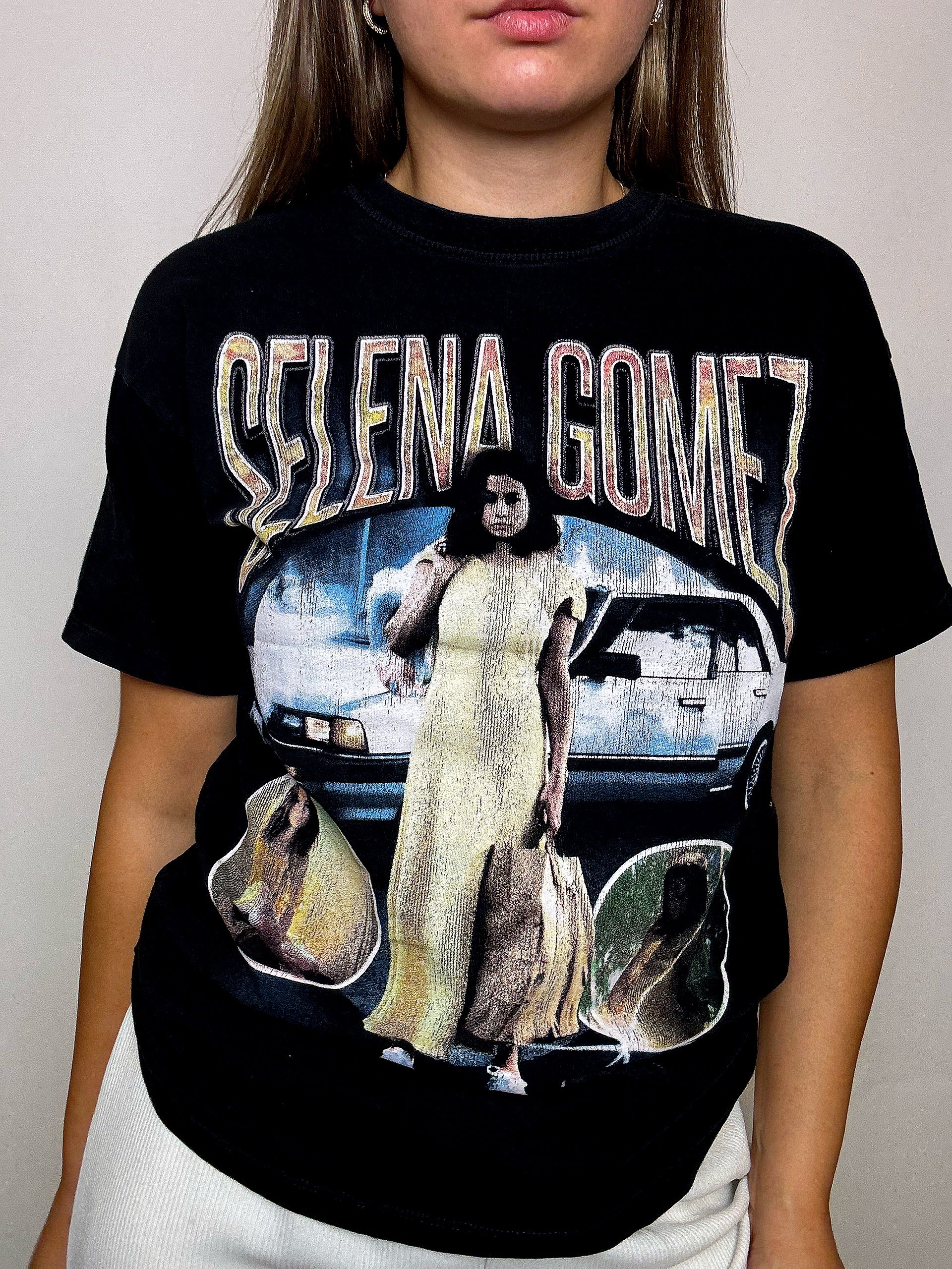SELENA GOMEZ schwarzes T-Shirt S Vintage